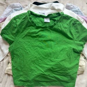 green cropped top